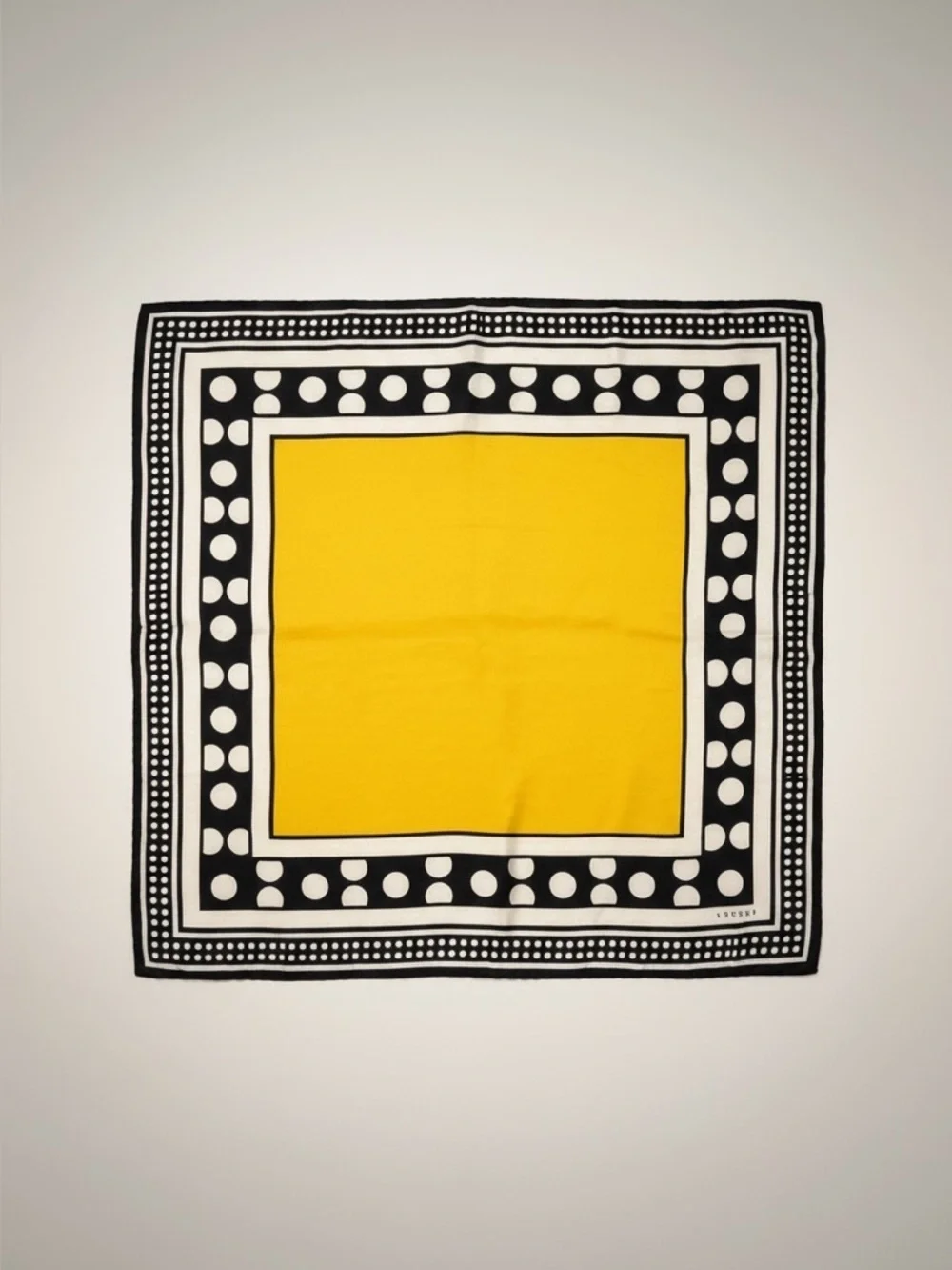 Echo Silk Scarf Black White Polka Dot Yellow Square Vintage Style
